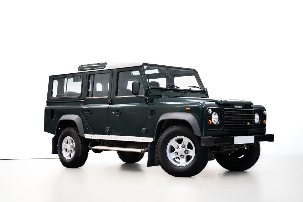 Land Rover Defender 110 x British Green available for luxury hire in Ireland