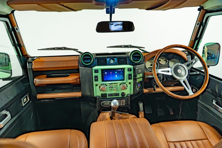 Land Rover Defender 110 x Matcha Green interior and exterior detail